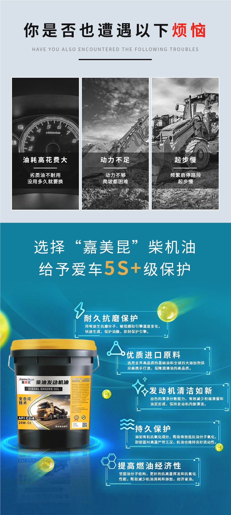 Genuine Fully Synthetic Engine Diesel Engine Oil 15W-40 Truck Forklift Agricultural Vehicle 18 Liters Four-Season Universal 20W-50