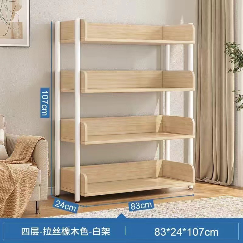 Estante de libros simple de hierro forjado doméstico de almacenamiento de suelo estante de exhibición estante de almacenamiento estante de estante de almacenamiento estante de biblioteca para estudiantes