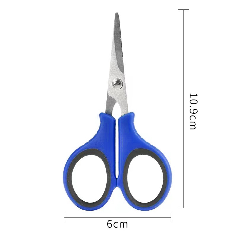 진한 파란색 가위 한 쌍