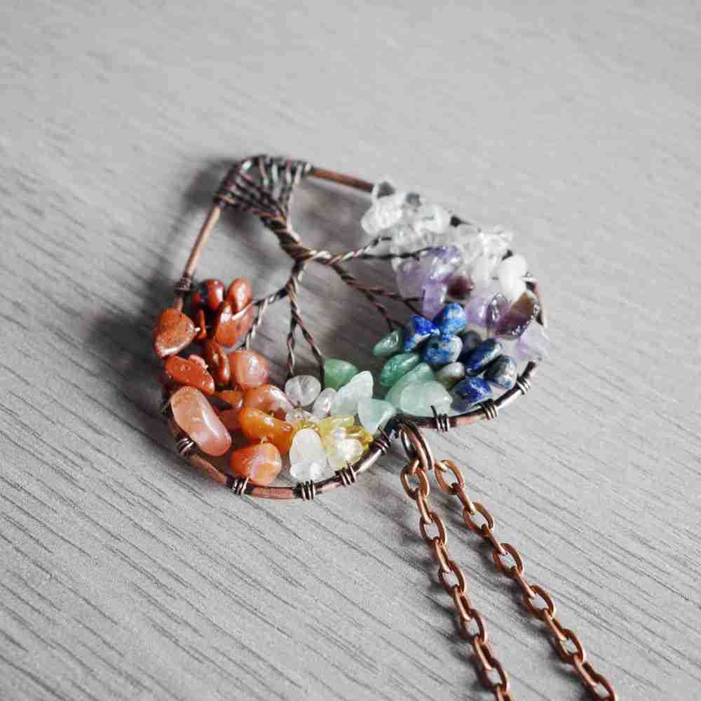 Simple Style Tree Heart Shape Artificial Crystal Beaded Handmade Womenu0027S Pendant Necklace 1 Piec
