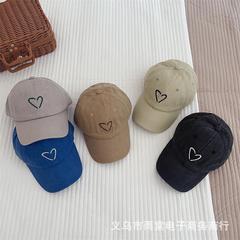 韓國同款兒童鴨舌帽洋氣愛心刺繡遮陽帽男女童寶寶出遊百搭棒球帽