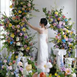 莫奈花园造景仿真花之窗瀑布婚礼布置拱门打卡网红门店橱窗布置