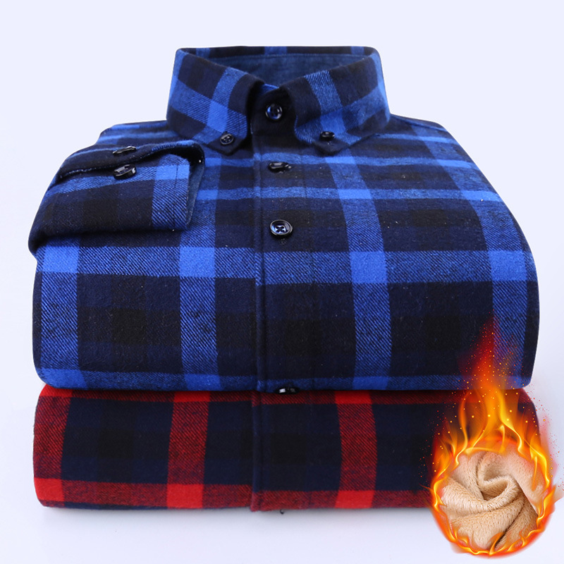 Autumn and Winter Warm Shirt Casual Plaid Middle-aged Dad New Men's Wear Branding Long-sleeved Men's Shirt fleece-lined Thickened Autumn and Winter Warm Shirt Casual Plaid Middle-aged Dad New Men's Wear Branding Long-sleeved Men's Shirt fleece-lined Thickened
