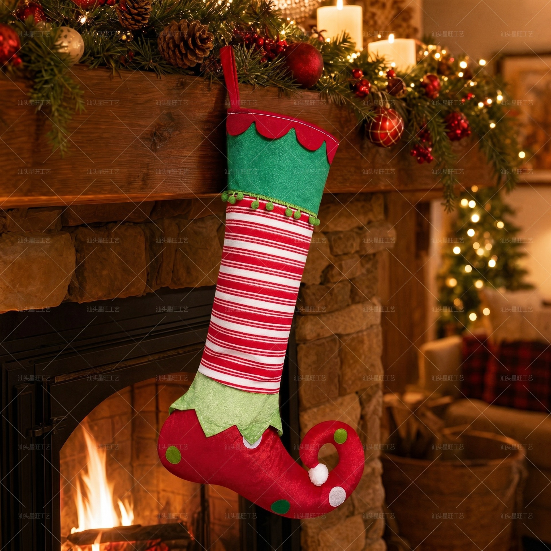 Nuevos productos transfronterizos calcetines de Navidad decoraciones bolsas de regalo grandes bolsas de dulces de forma de genio colgantes atmósfera festiva