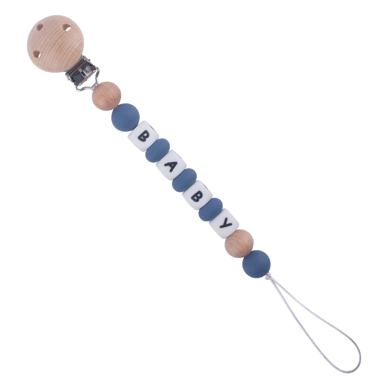 Suministros para bebés Beech chupete clip calmante bebé silicona DIY nombre mordedura molar chupete cadena anti-caída de la cadena