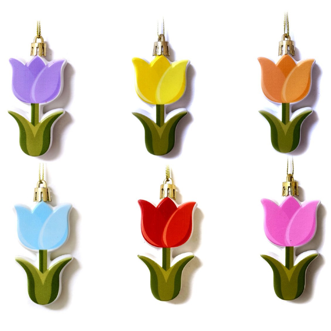 Transfronterizos tulipán flores colgantes de decoración de Navidad colgantes de bola impresa pintada bola mate 6 artículos