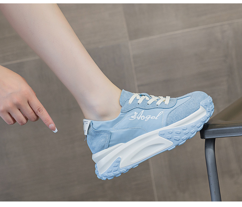 Giày sneaker chunky đế dày nữ mũi tròn tăng chiều cao mùa hè 2025 — M2376 màu vàng, M2376 màu be, M2376 màu xanh lam, M2376 màu hồng chi tiết 14