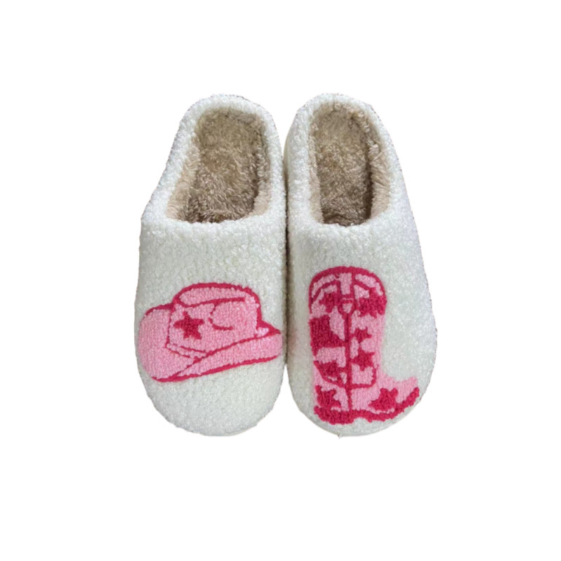New Home Cowboy Boots Warm Winter Cotton Slippers Couple Men's and Women's Thick-soled Soft-soled Shoes Thickened Non-slip Cards