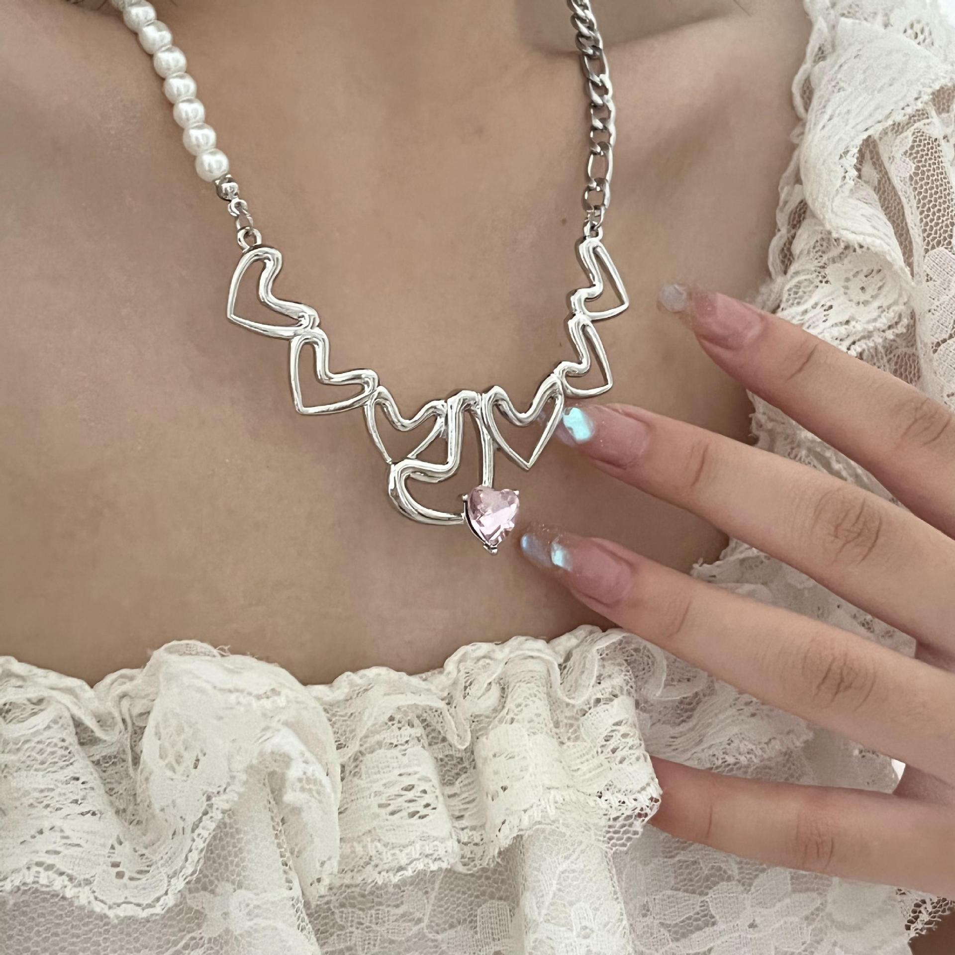 Fashion Heart Shape Alloy Inlay Rhinestones Womenu0027S Pendant Necklace