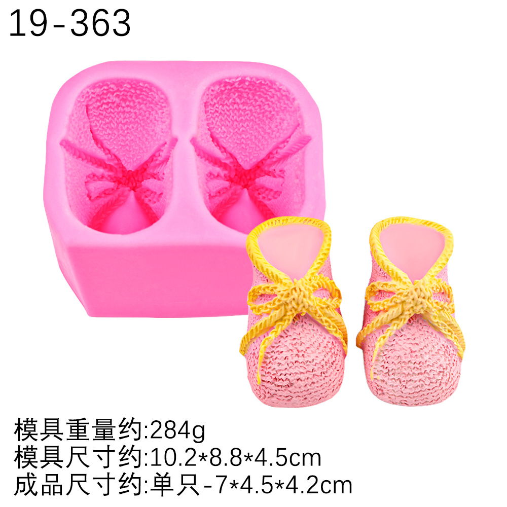 Baby Algodón Zapatos Zapatillas Decoración Molde de silicona Molde de jabón hecho a mano Molde colgante de yeso aromático Molde de chocolate