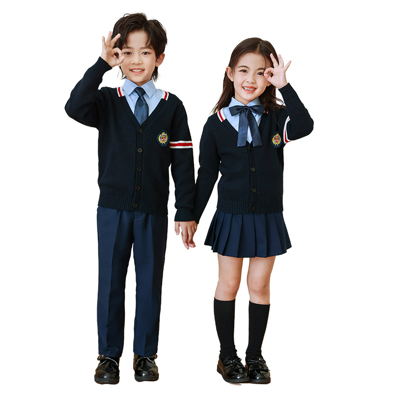 Jardín de Infantes ropa de primavera y otoño ropa de estilo británico estudiante de la escuela primaria Clase de verano uniforme escolar traje de uniforme de la clase de los niños traje de tres o cuatro piezas