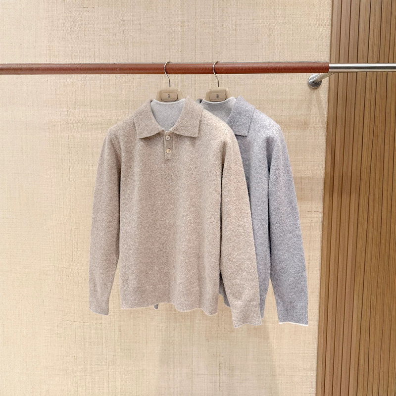 BC Alpaca Blend Polo Shirt, 2026 Autumn/Winter Business Casual Pullover Sweater, Men's Knitted Base Layer