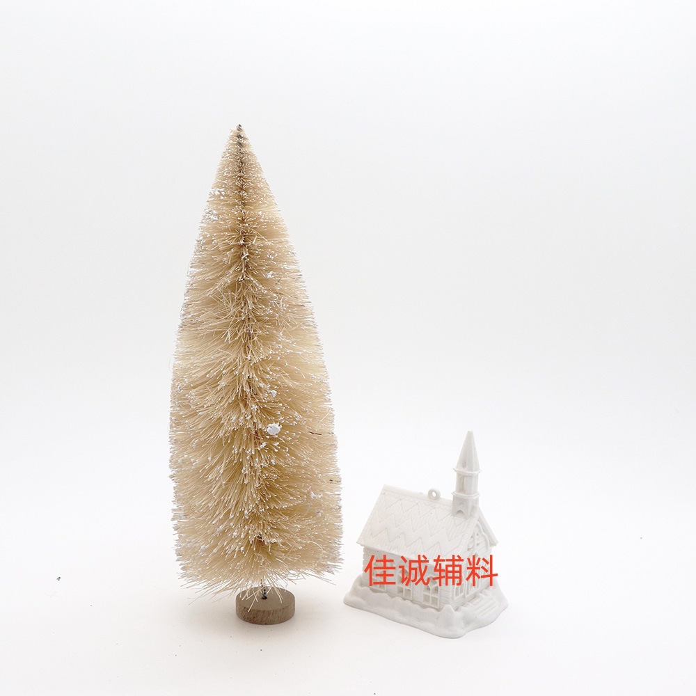 Árbol de Navidad en miniatura con seda de sisal en azul verdoso, pequeño adorno navideño de escritorio con torre de pino cubierta de nieve, de 3 a 23 cm.