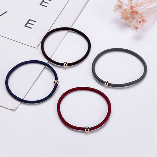 Korean version of small gold beads and thin headband, basic high elastic rubber band, seamless hair tie for ladies, fine hair accessories wholesale