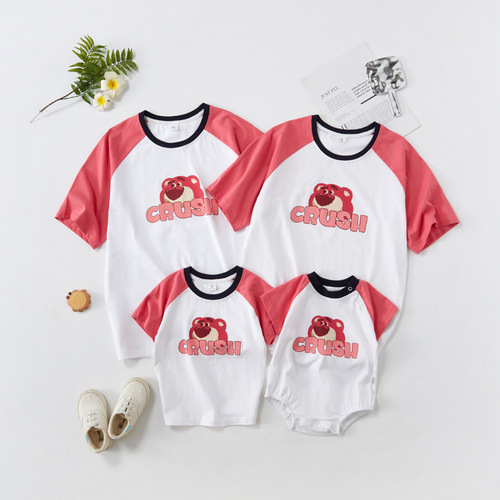 Parent-child summer clothing, short-sleeved T-shirts, whole family mother-in-law, mother-in-law and baby clothes, family of three, four, hundred-day baby photo