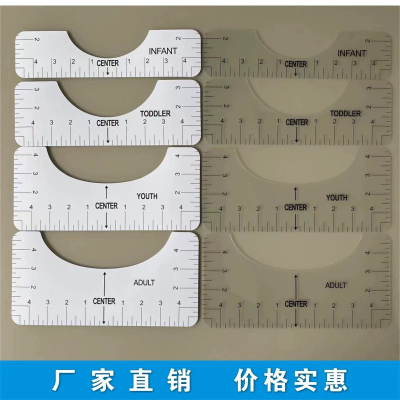 Набор из четырех предметов: трансграничный инструмент для разметки футболок TEMU, направляющая линейка для выравнивания, калибровочная линейка для круглых вырезов, швейная линейка из ПВХ для одежды