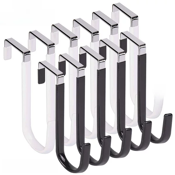 Cross-Border No-Drill Double Hooks for Doors, Rubber-Coated Bathroom Glass Door Hooks, Clothes and Hat Storage Door Hooks
