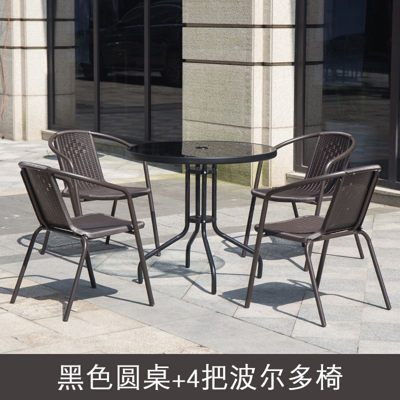 户外桌椅带伞组合庭院露天花园桌椅三件套家用室外休闲阳台小桌椅|undefined