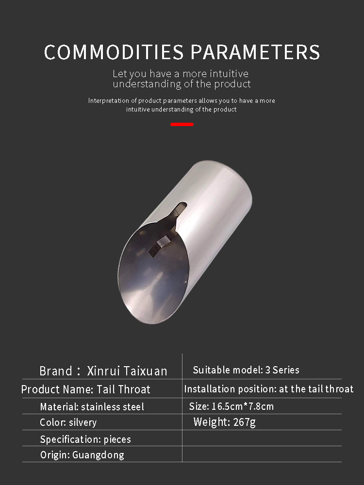 Suitable for 18-19 BMW 3 Series tail throat 320Li 330Li exhaust pipe decoration stainless steel tail throat silencer