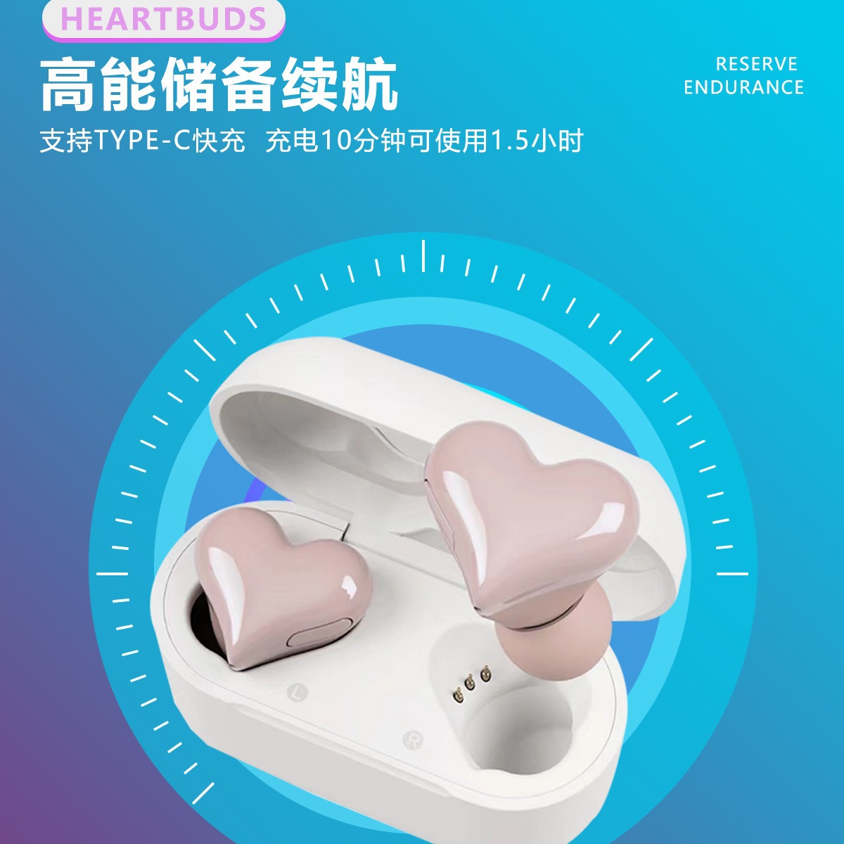 Auriculares Bluetooth inalámbricos Heartbuds estilo japonés, forma de corazón, compatibles con Apple y Android