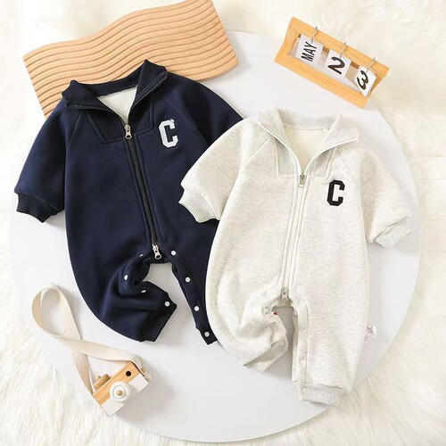 Baby one-piece clothing Spring and Autumn 0-6 months Haaha clothing cute and funny crawling suit Korean version baby outdoor clothing