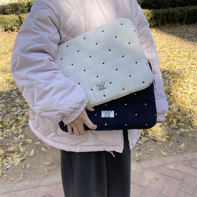Nylon Material Black White Nylon Polka Dots Square Clutches