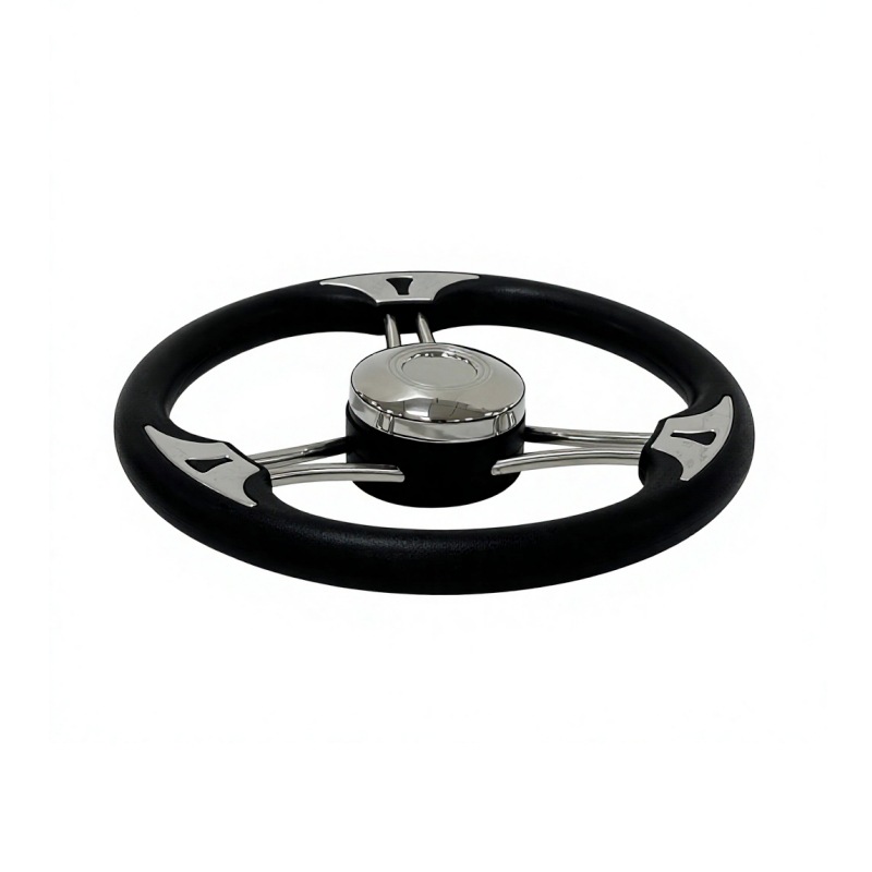 Three-spoke stainless steel 304 foam soft-grip ship steering wheel, yacht rudder wheel, marine steering wheel