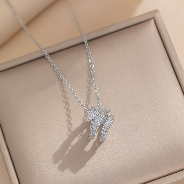 Steel necklace, diamond encrusted