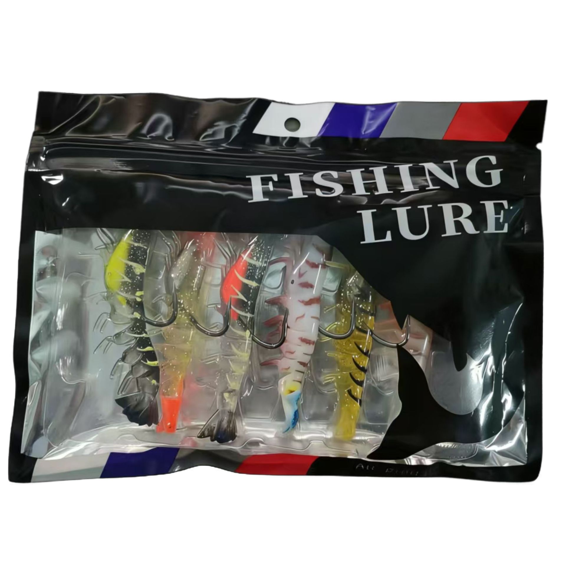 仿生多节虾大对虾包铅带钩路亚软饵软虾假饵翘嘴黑鱼9.6g7cm套装