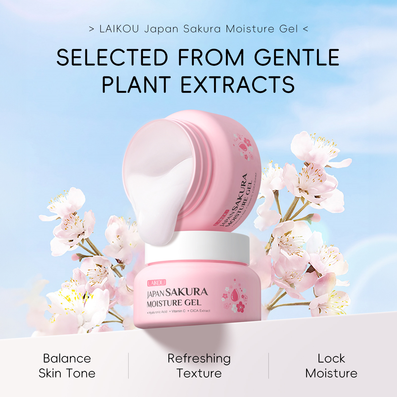 Cross-border Laikou Cherry Blossom Hydrating Cream 60g Facial Skin Hydrating, Moisturizing and nourishing English packaging wholesale manufacturer Item Picture