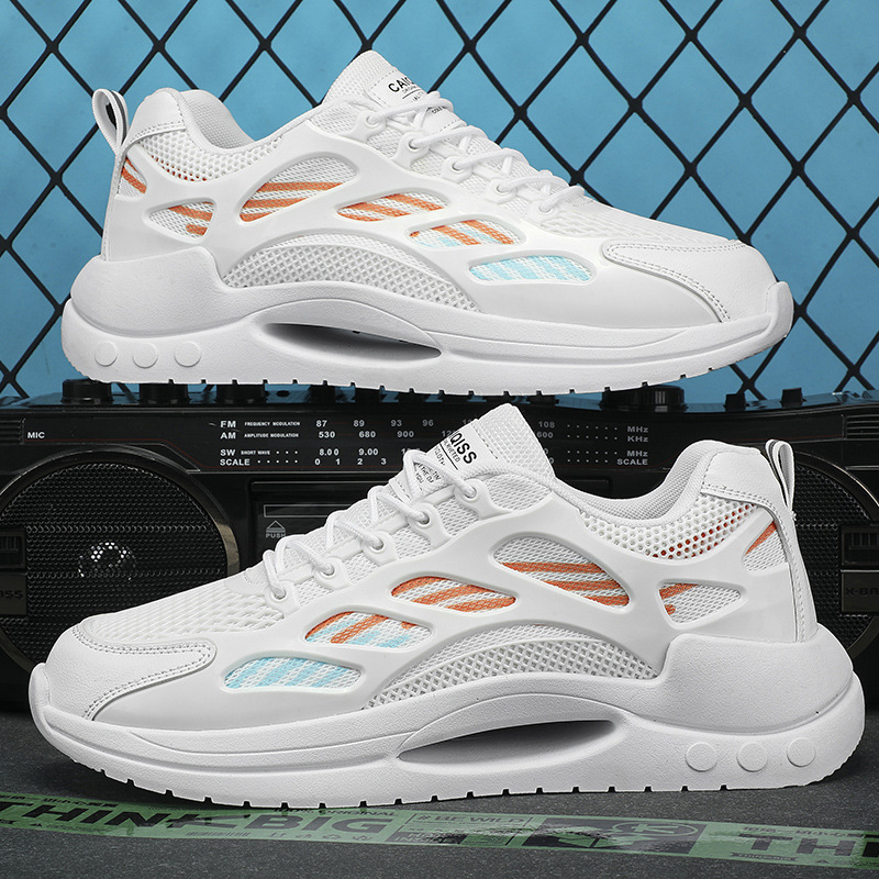 Low-Price Running Shoes for Men, Trendy White Shoes, Bow Sole Cushioning Running Shoes, Korean Style Comfortable Sports Dad Shoes Low-Price Running Shoes for Men, Trendy White Shoes, Bow Sole Cushioning Running Shoes, Korean Style Comfortable Sports Dad Shoes