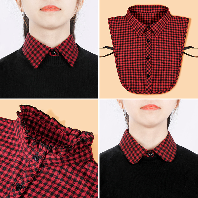 Shirt Fake Collar Women's Multifunctional Collar Sweater Cute Shirt Collar Fake Collar All-match Plaid High-end Accessories Decoration