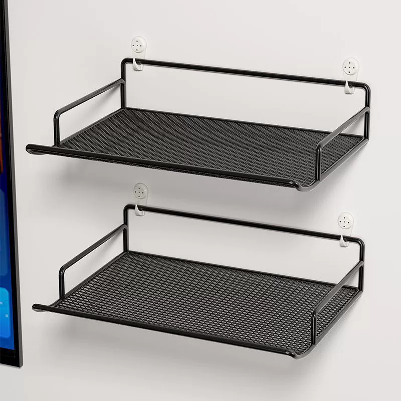 Настенная полка для хранения приставок с плотной сетчатой полостью без сверления, крепление для Wi-Fi.