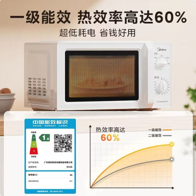Midea Microwave Oven Household Small and Convenient 17 Liter Mechanical Turntable Uniform Heating First-Class Energy Efficiency M12D