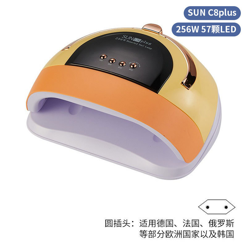 Lámpara de uñas de alta potencia de 256W con mango para principiantes, lámpara de curado de gel para esmalte de uñas, lámpara de fototerapia de secado rápido con colores deslumbrantes para uso transfronterizo.