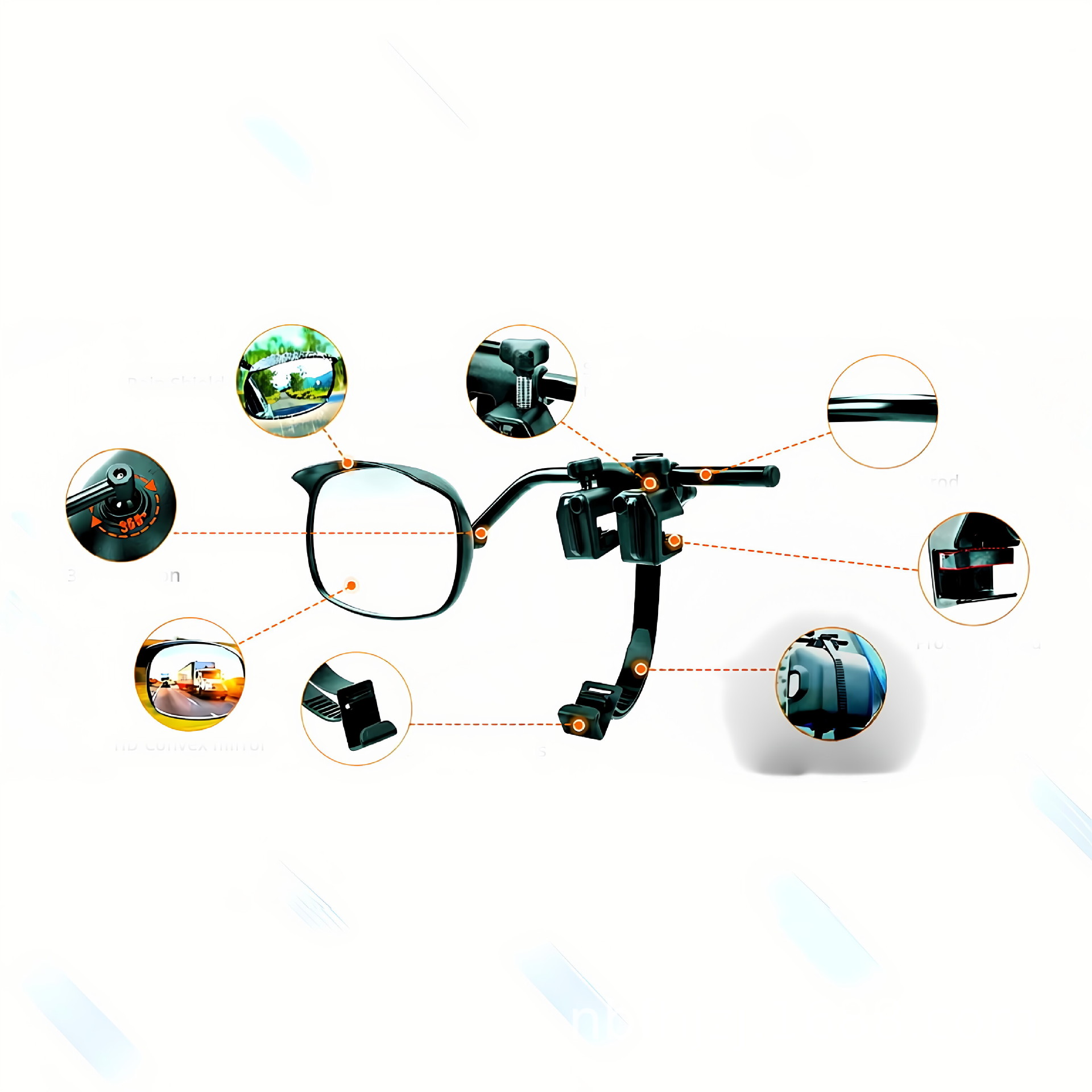 Car Clip-On Single-Arm Trailer Rearview Mirror, Universal Suv Blind Spot Auxiliary Mirror, Adjustable Extendable Rearview Mirror