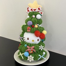 HelloKitty圣诞树蝴蝶结手工毛线钩织钥匙扣成品圣诞节创意包挂件