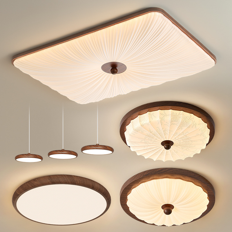 Lámpara de techo de sala de estar de nogal negro