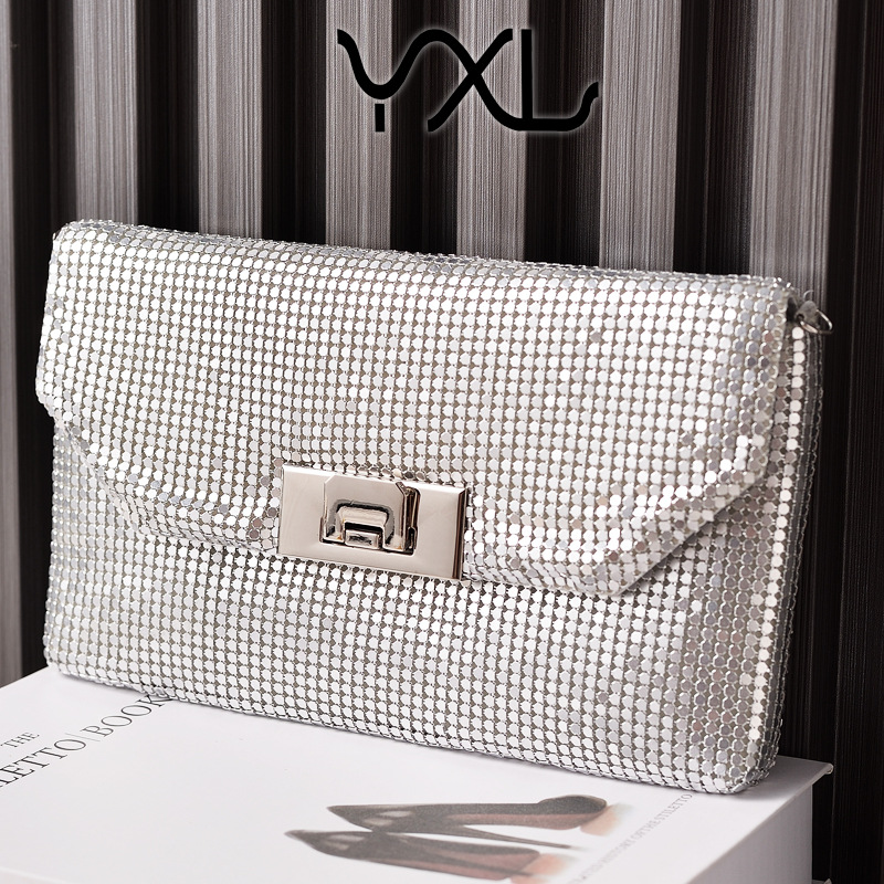 Bolsas de aluminio transfronterizas europeas y estadounidenses bolsas de cena de oro y plata bolsas de fiesta de moda bolsas de mano simple fábrica directa