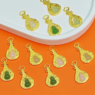 Alloy Jade Gourd Pipa Pendant Accessories Chinese Style Vintage Handmade DIY Hairpin Bracelet Necklace Pendant Material
