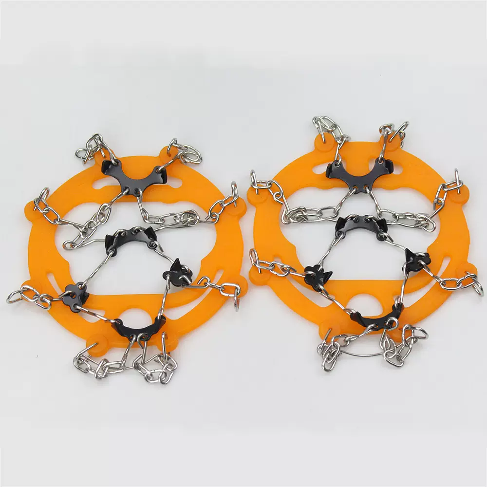 户外登山攀冰冰爪8齿 冰雪地不锈钢防滑鞋套八齿硅胶冰爪户外装备