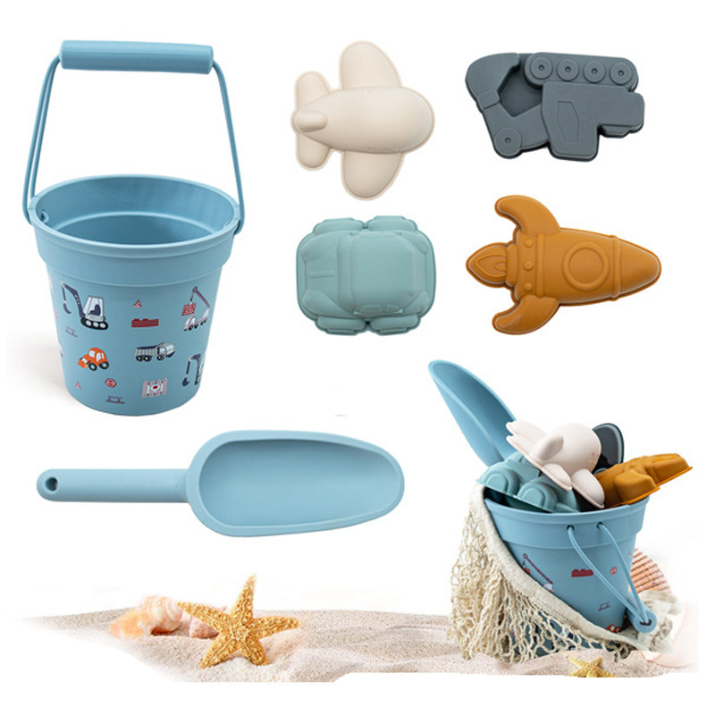 Amazon caliente de silicona Cubo de playa transfronterizo serie Océano portátil cubo de agua entre padres e hijos Playa Juguetes traje