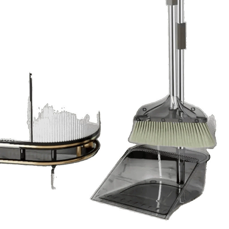 Прозрачный набор метлы, набор из двух частей, совок для мусора, метла с мягкой щетиной, подметальная метла, бытовой совок для мусора, антипригарная головка