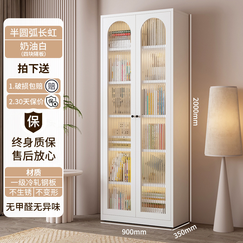 スチール製本棚収納キャビネット、ドア付き一体型壁面収納キャビネット、防塵ガラスドアディスプレイキャビネット、リビングルーム多層床から天井までの収納キャビネット|undefined