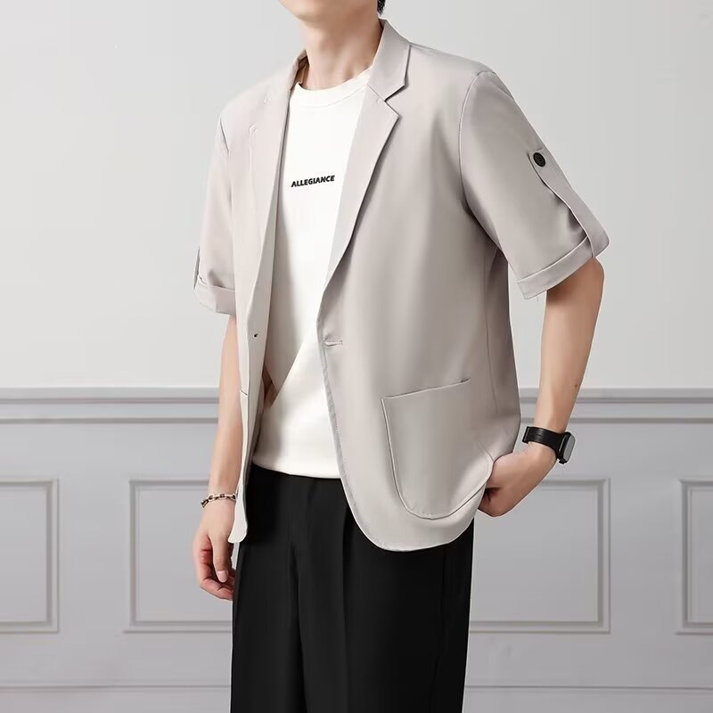 High-End Short-Sleeved Suit Jacket for Men, Summer Thin Style, Drapey, No-Iron, Stylish, Casual, Handsome Little Suit Jacket
