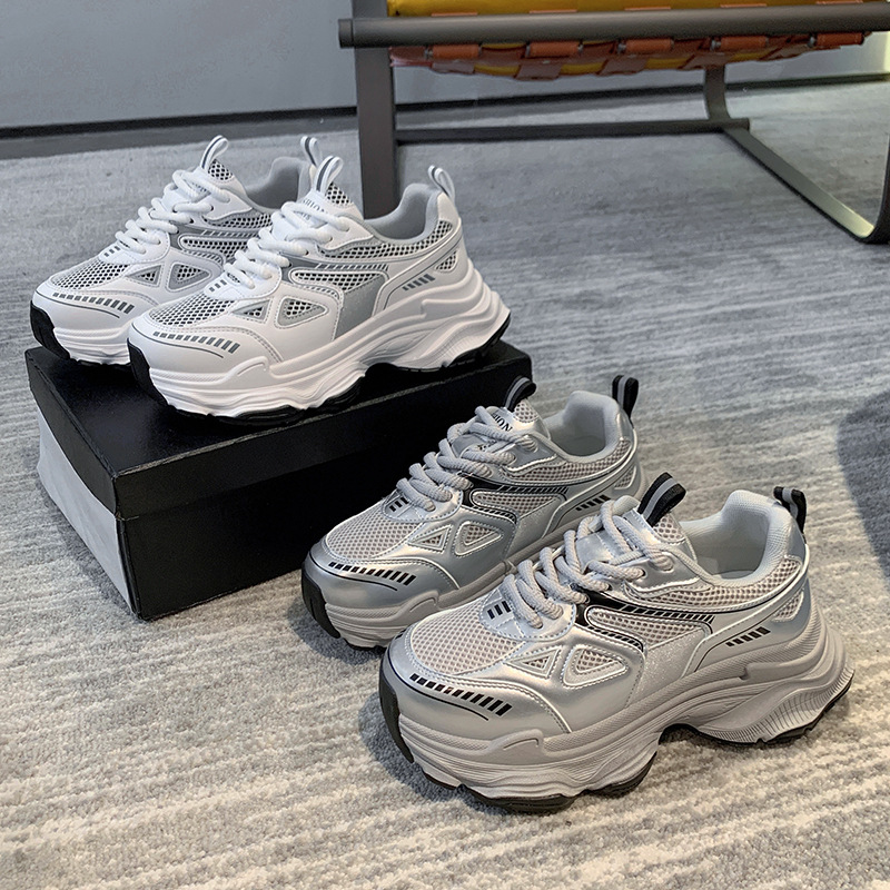 Dad's Women's 2024 Spring New Fashion Versatile Feet Display Small Mesh Breathable Sports and Casual Shoes_voghion.com