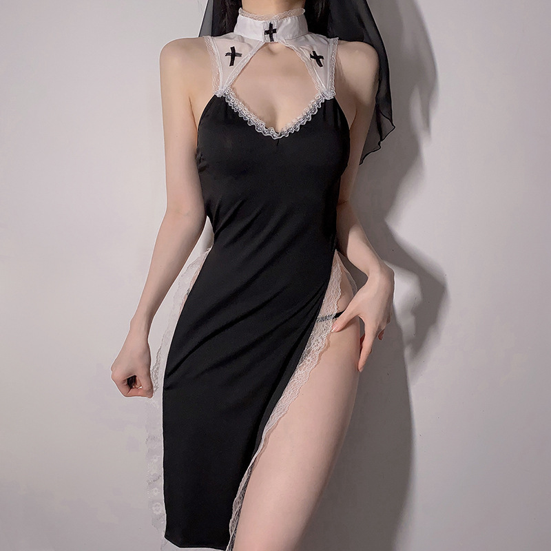Sexy Lingerie Role-Playing Nun Uniform Cosplay Game Outfit Hollow-Out Skirt Set X38 Cross-Border Exclusive Supply Sexy Lingerie Role-Playing Nun Uniform Cosplay Game Outfit Hollow-Out Skirt Set X38 Cross-Border Exclusive Supply