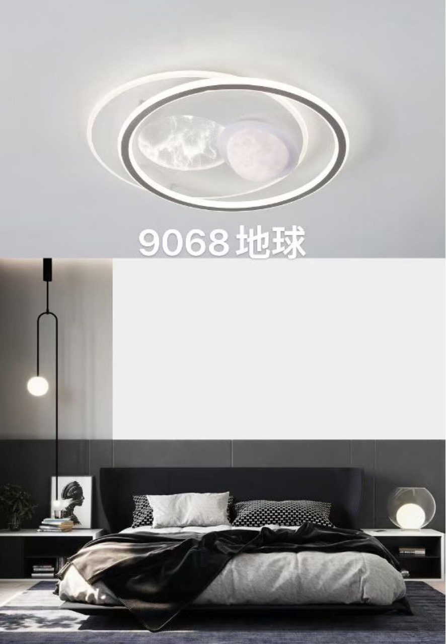 Luz de techo moderna simple LED luna red roja protector de ojos estrellas amor lámpara de dormitorio redonda lámpara de habitación infantil