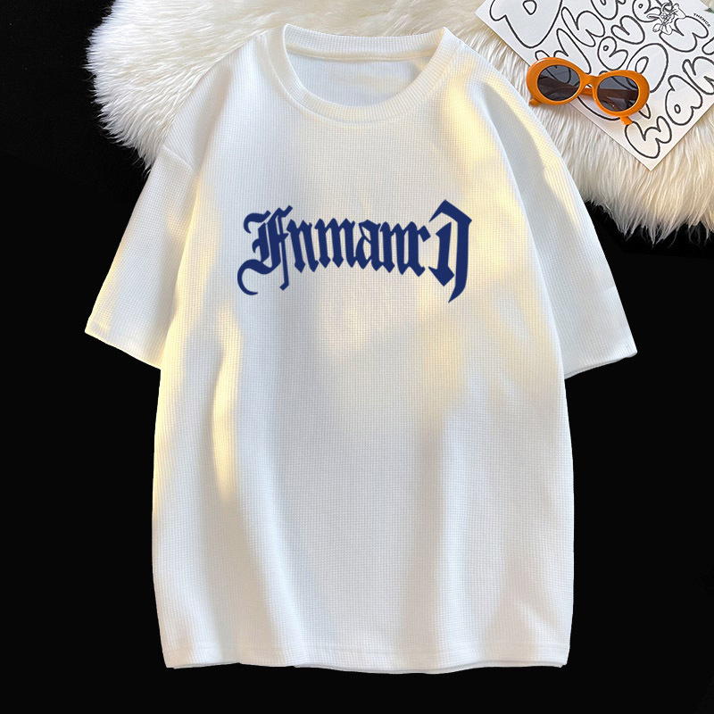 Waffle casual traje de los hombres de verano de seda de hielo de manga corta Camiseta de los hombres con ropa deportiva de marca de moda guapo