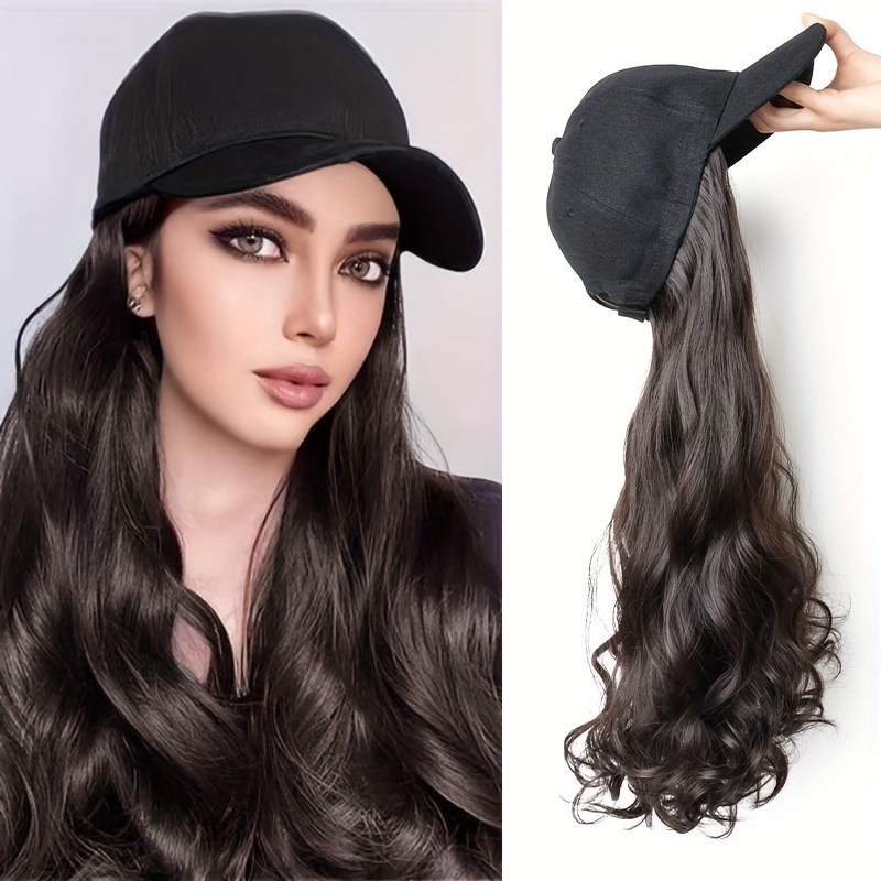 Perucas de comercio exterior transfronterizo sombrero pelucas de cabello largo ondulado grande sombrero de moda europea y americana pelucas